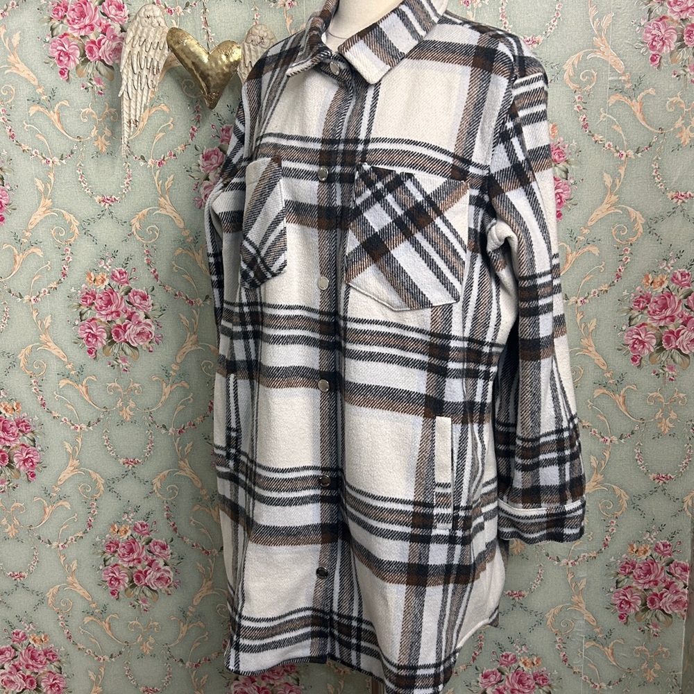 VG Hollister California plaid shacket jacket coat pockets size Large / multi